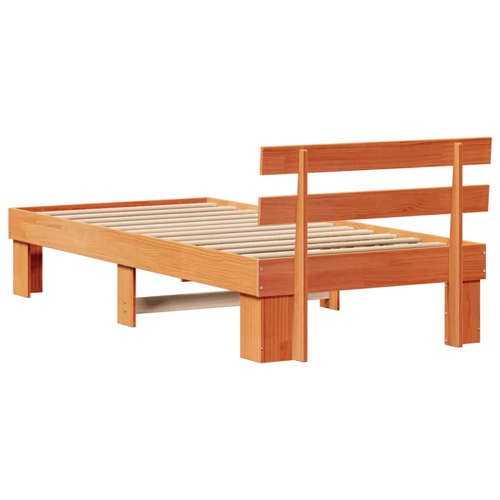 Bettrahmen Wachsbraun 90 x 200 cm Massives Kiefernholz
