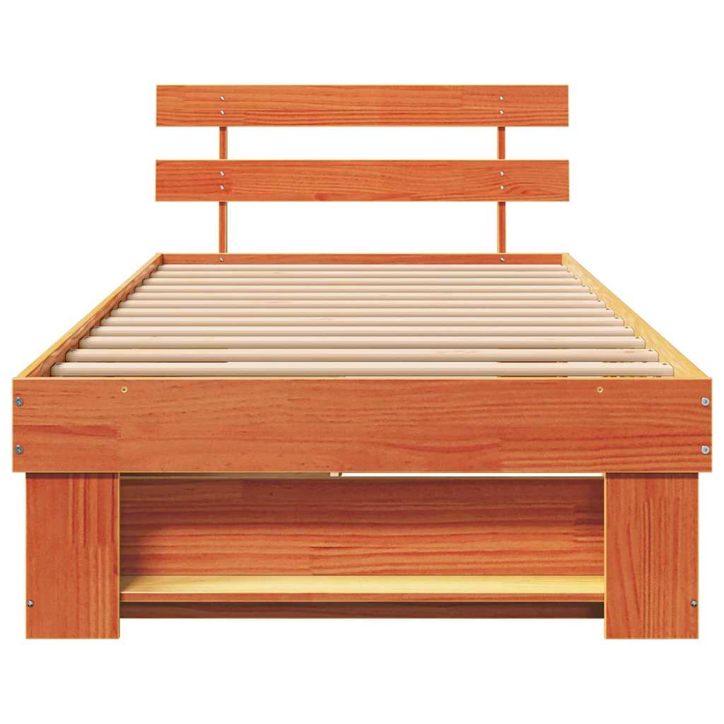 Bettrahmen Wachsbraun 100 x 200 cm Massives Kiefernholz