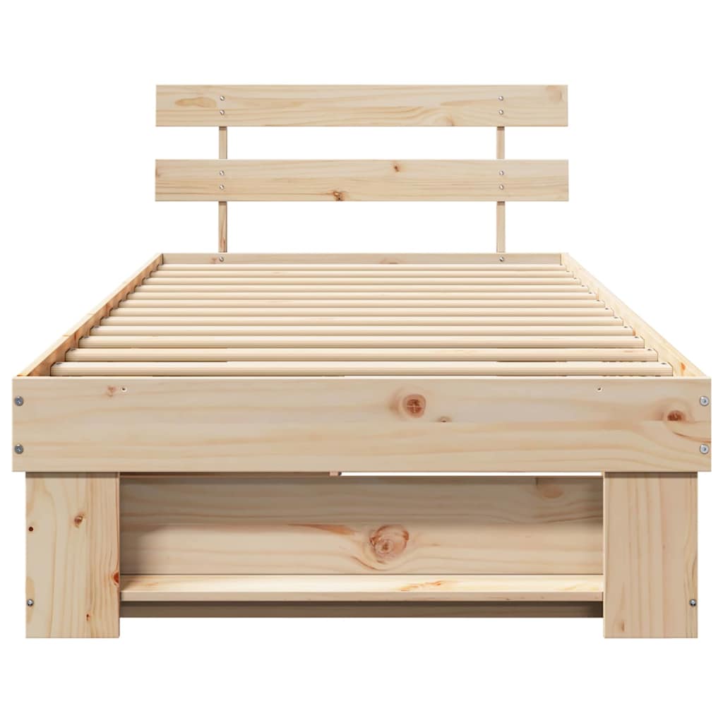 Bettrahmen mit Kopfteil Natur 80 x 200 cm Massives Kiefernholz