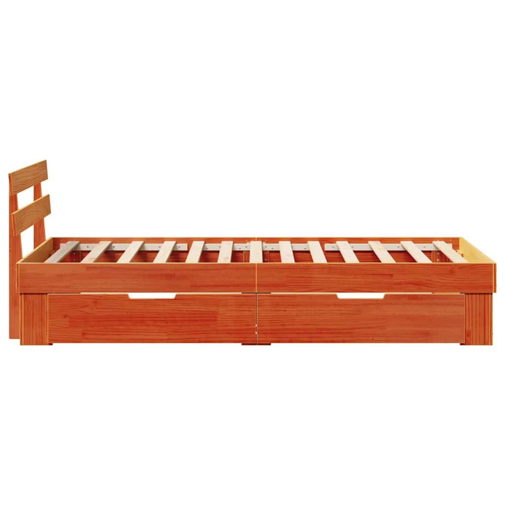 Bettrahmen Wachsbraun 75 x 190 cm Massives Kiefernholz