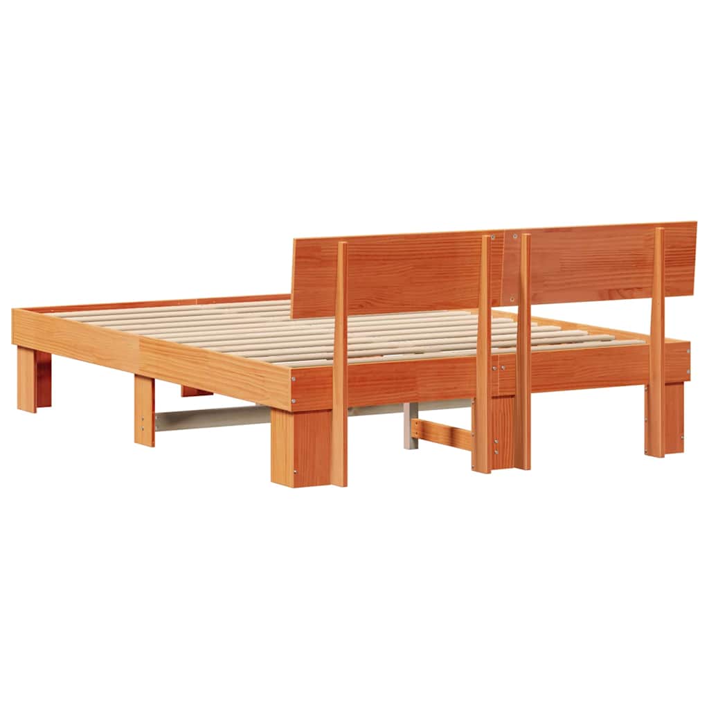 Bettrahmen Wachsbraun 160 x 200 cm Massives Kiefernholz