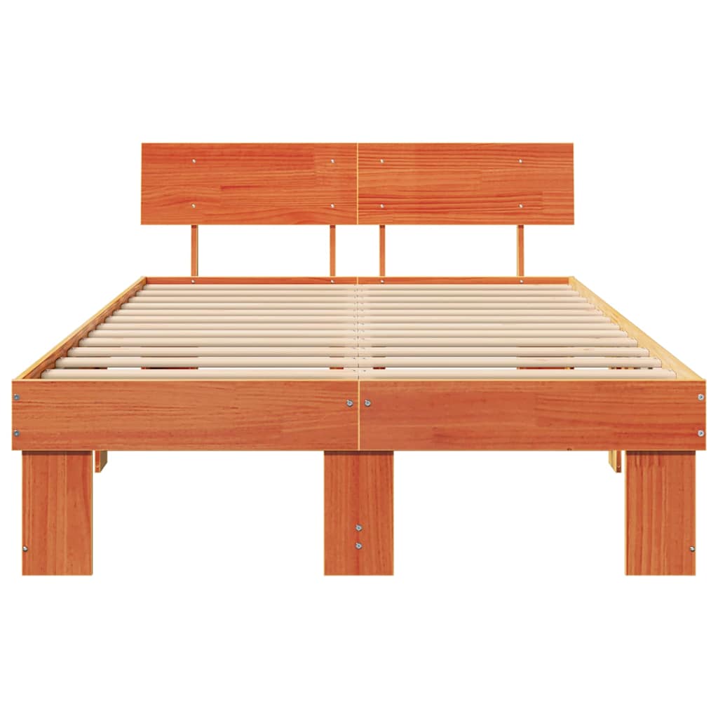 Bettrahmen Wachsbraun 140 x 190 cm Massives Kiefernholz