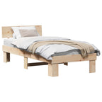 Bettrahmen mit Kopfteil Natur 100 x 200 cm Massives Kiefernholz
