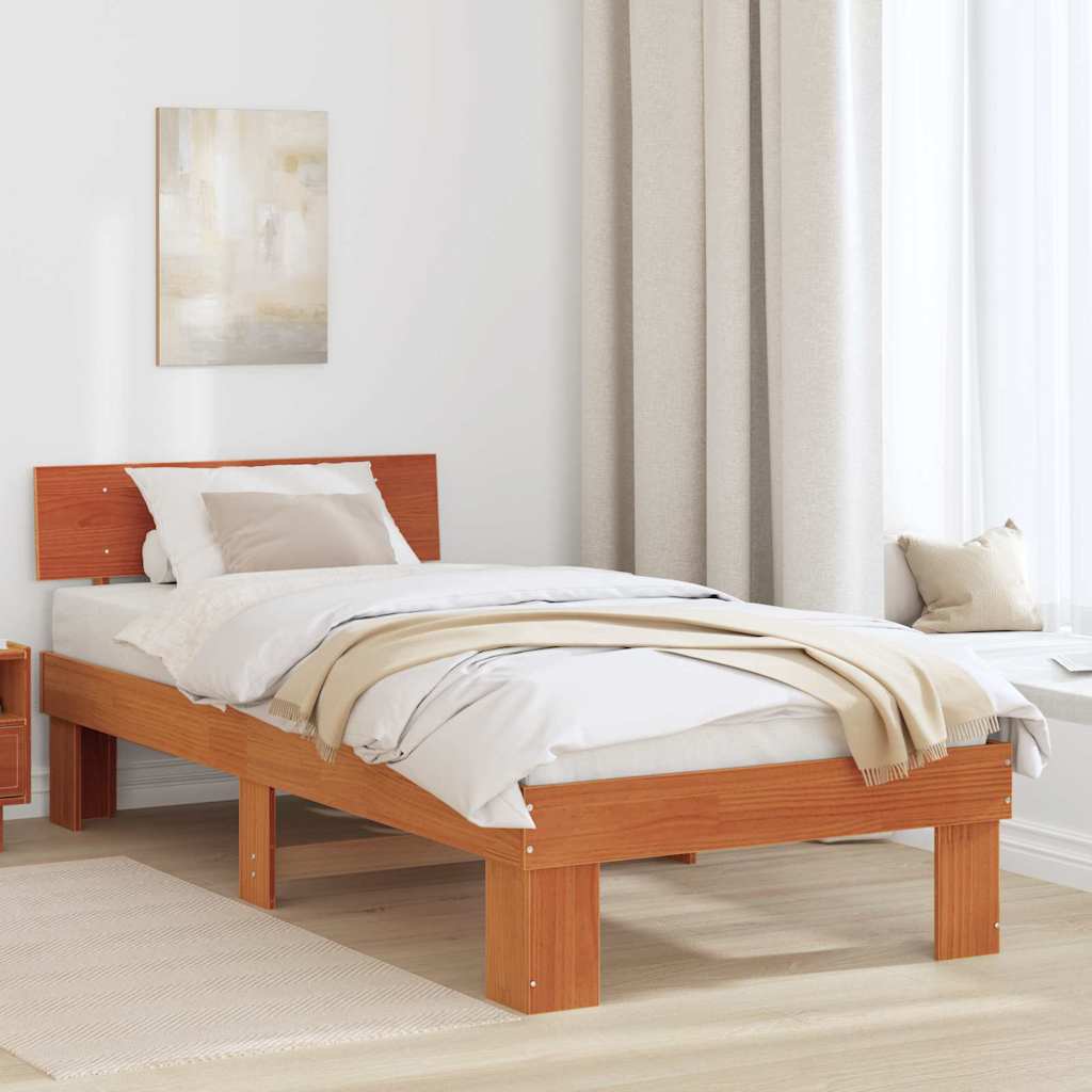 Bettrahmen Wachsbraun 90 x 190 cm Massives Kiefernholz