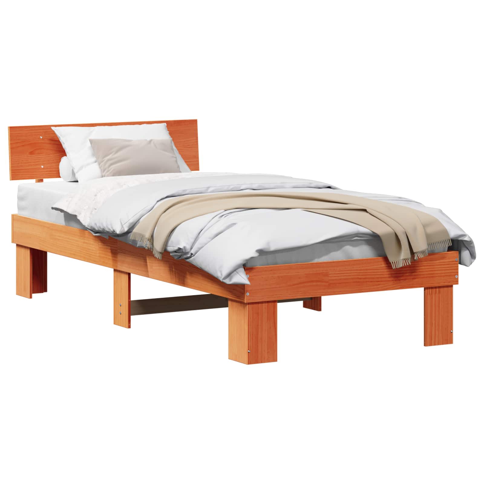 Bettrahmen Wachsbraun 90 x 190 cm Massives Kiefernholz