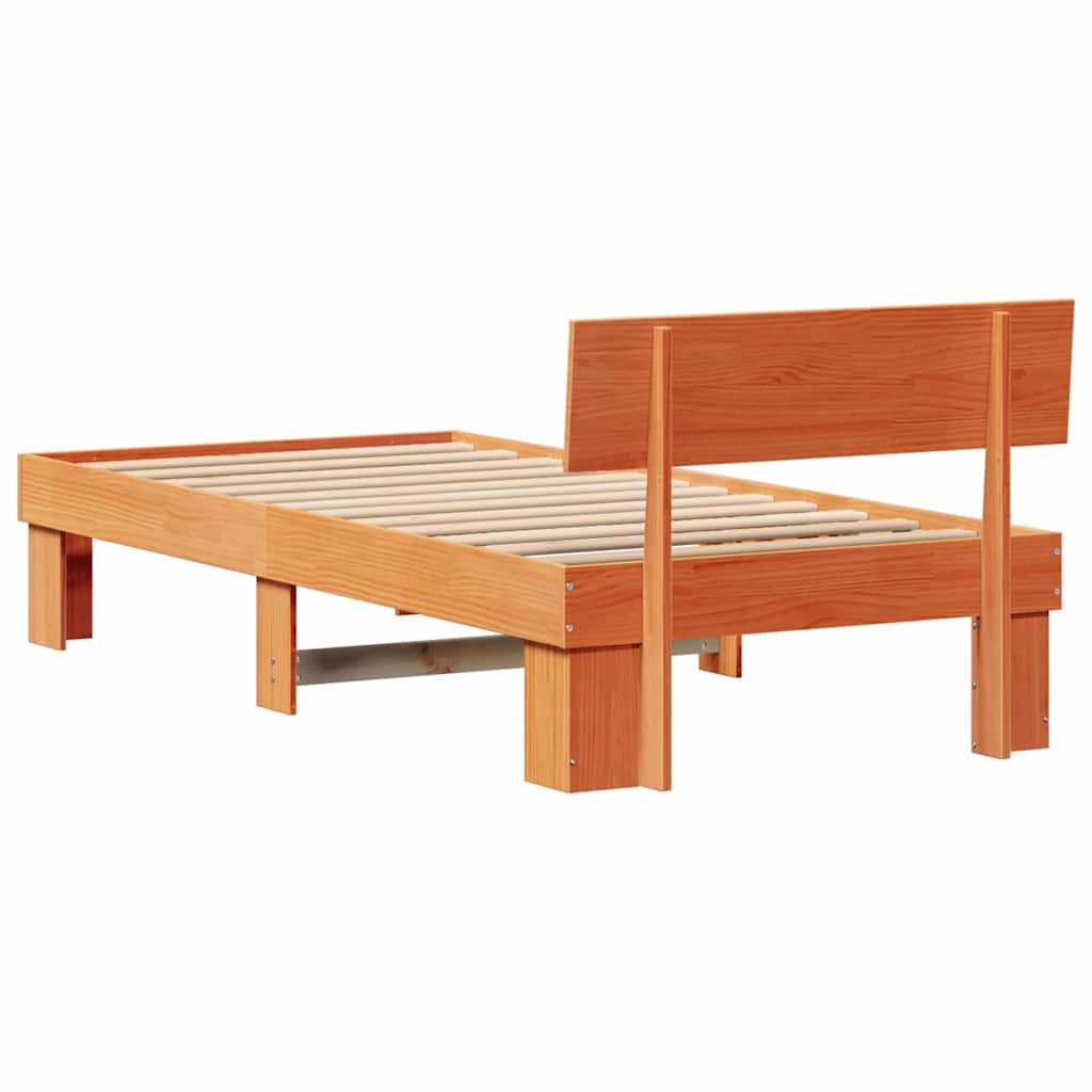 Bettrahmen Wachsbraun 75 x 190 cm Massives Kiefernholz