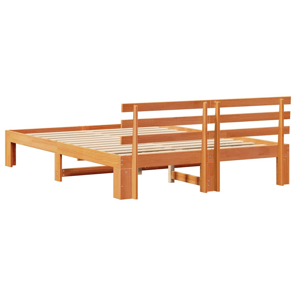Bettrahmen Wachsbraun 150 x 200 cm Massives Kiefernholz