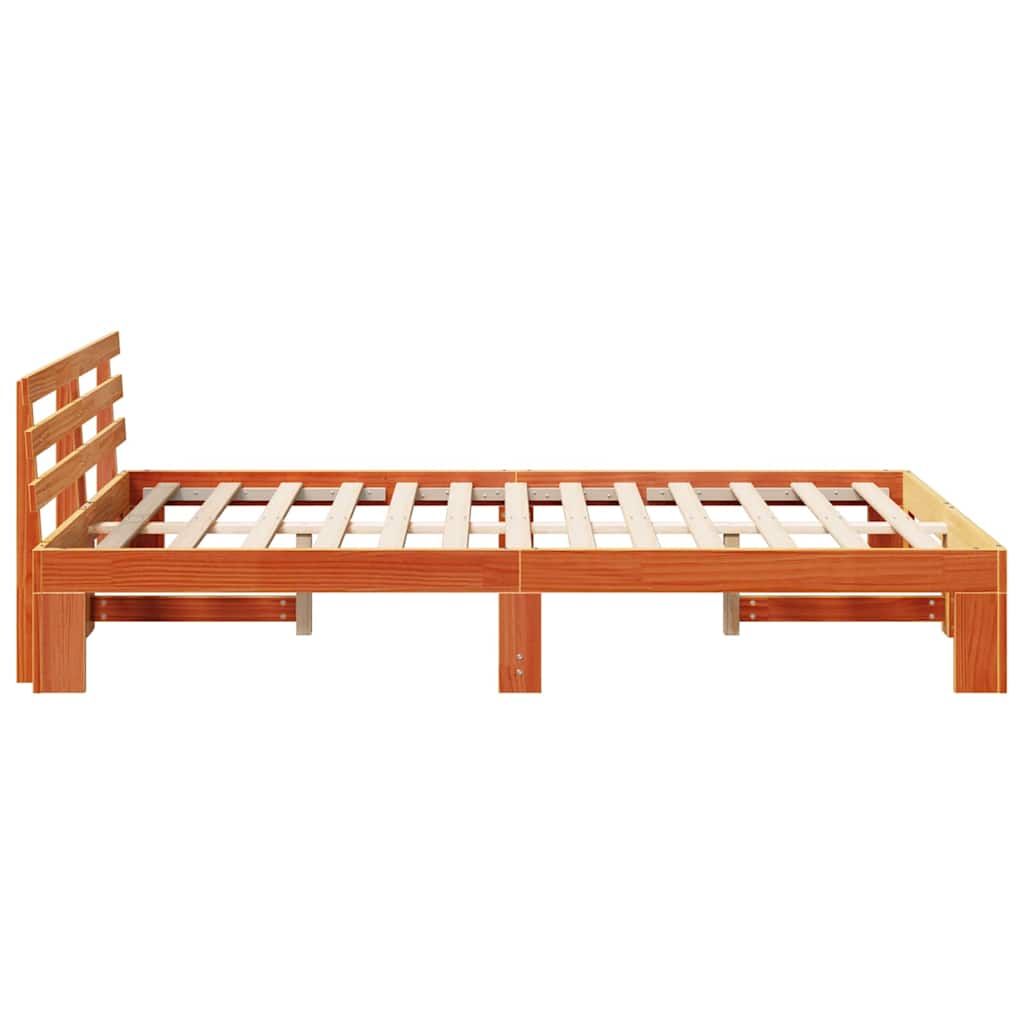 Bettrahmen Wachsbraun 135 x 190 cm Massives Kiefernholz