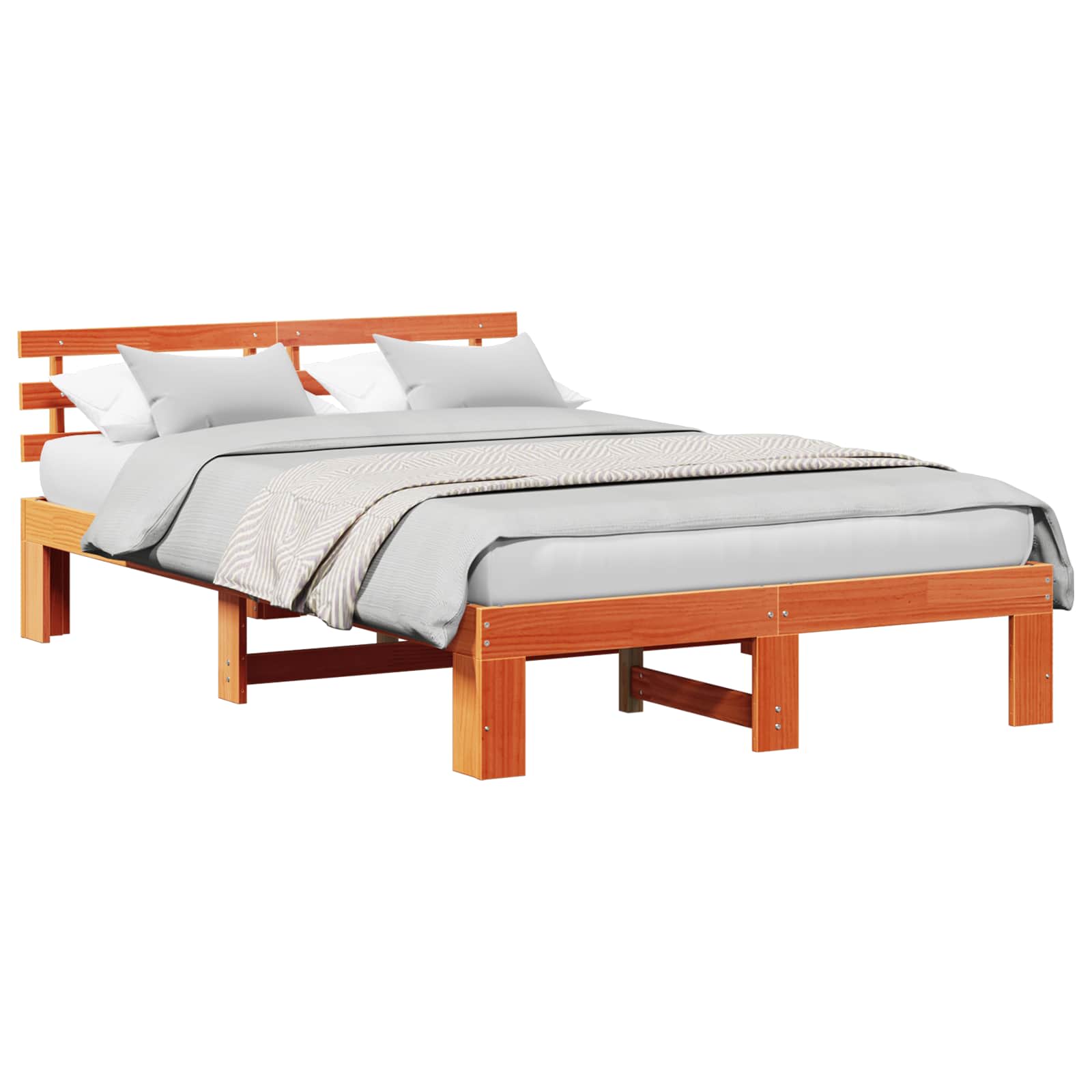 Bettrahmen Wachsbraun 120 x 190 cm Massives Kiefernholz