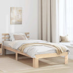 Bettrahmen mit Kopfteil Natur 90 x 200 cm Massives Kiefernholz