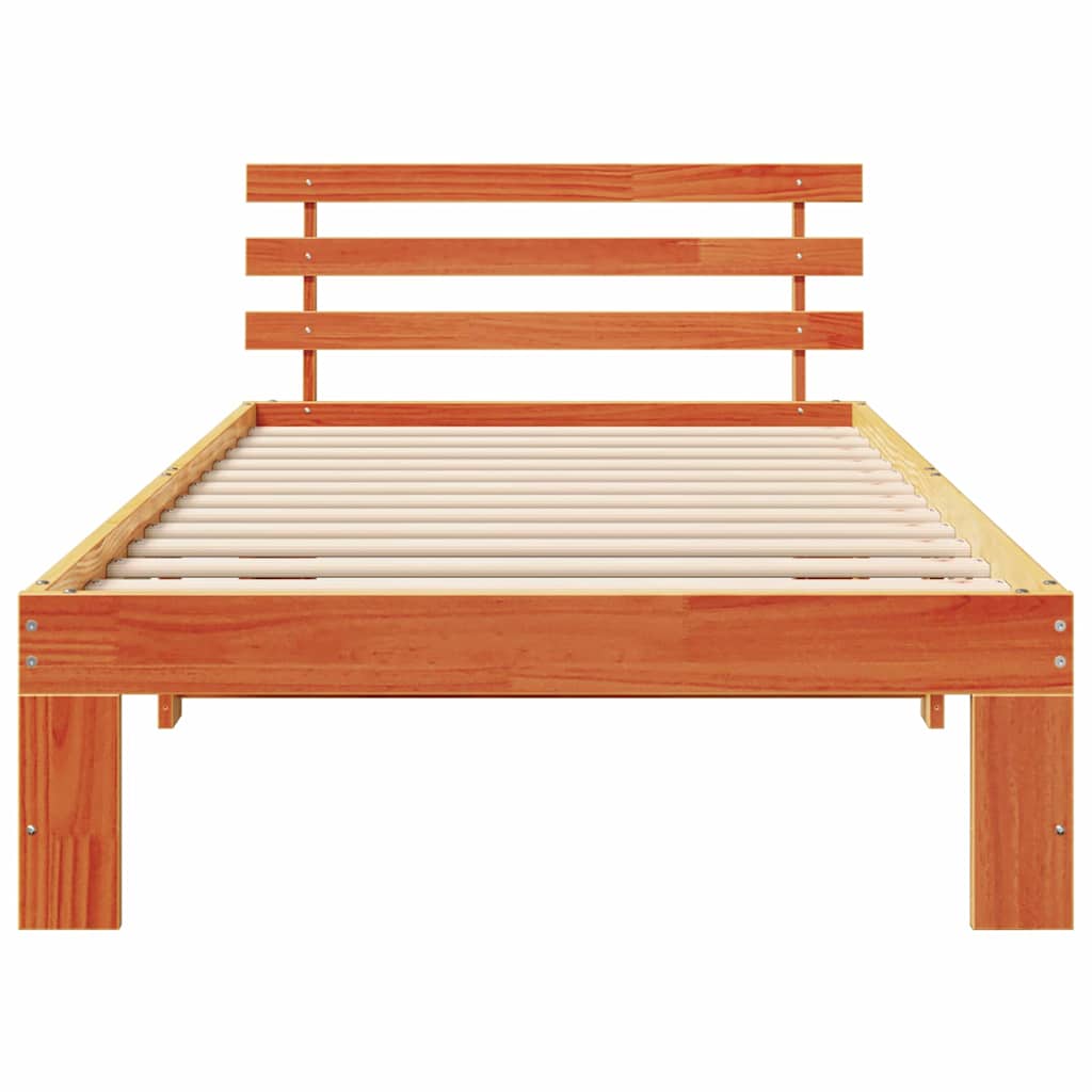 Bettrahmen Wachsbraun 90 x 190 cm Massives Kiefernholz
