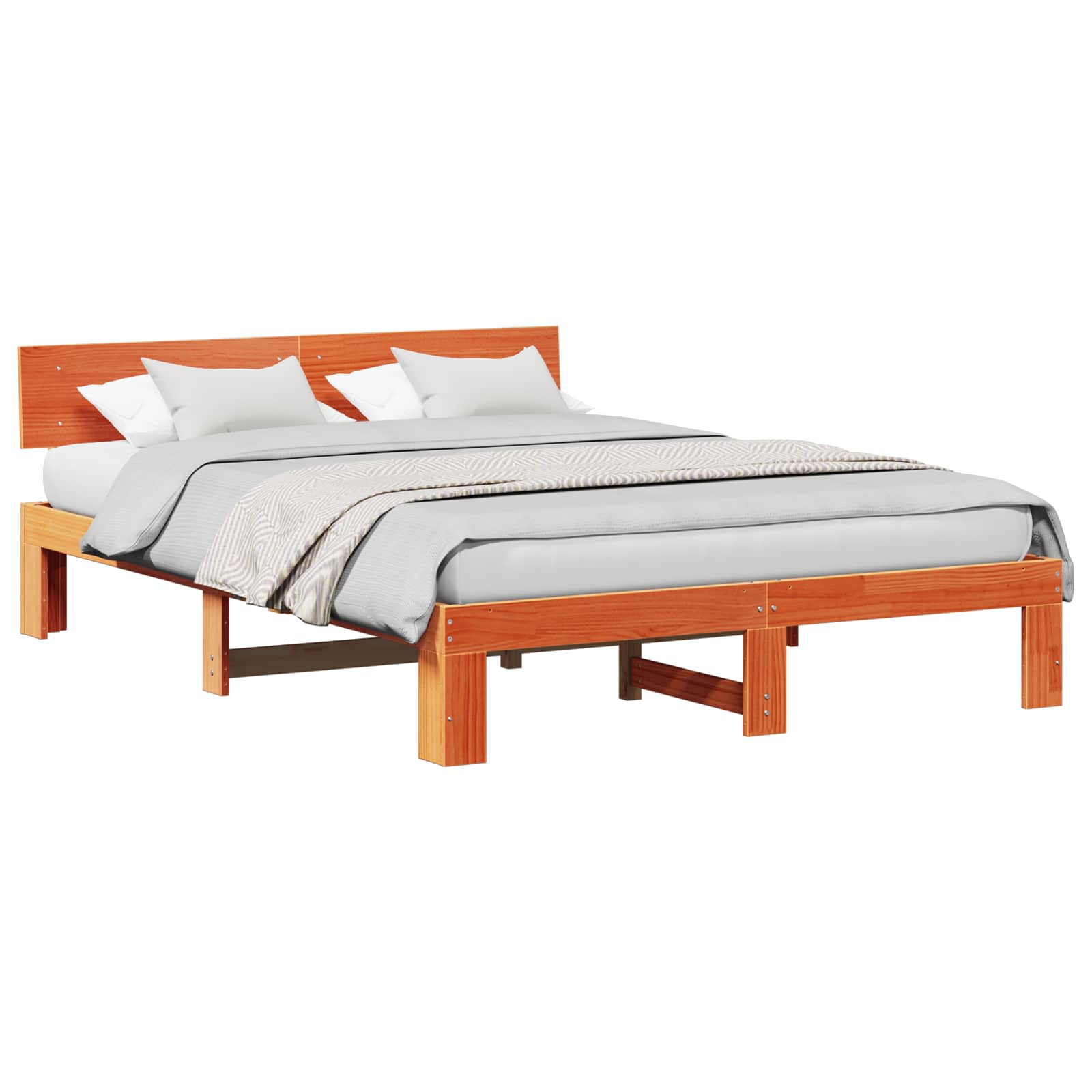Bettrahmen Wachsbraun 160 x 200 cm Massives Kiefernholz