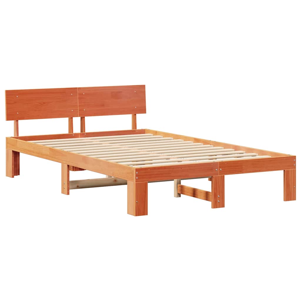 Bettrahmen Wachsbraun 135 x 190 cm Massives Kiefernholz