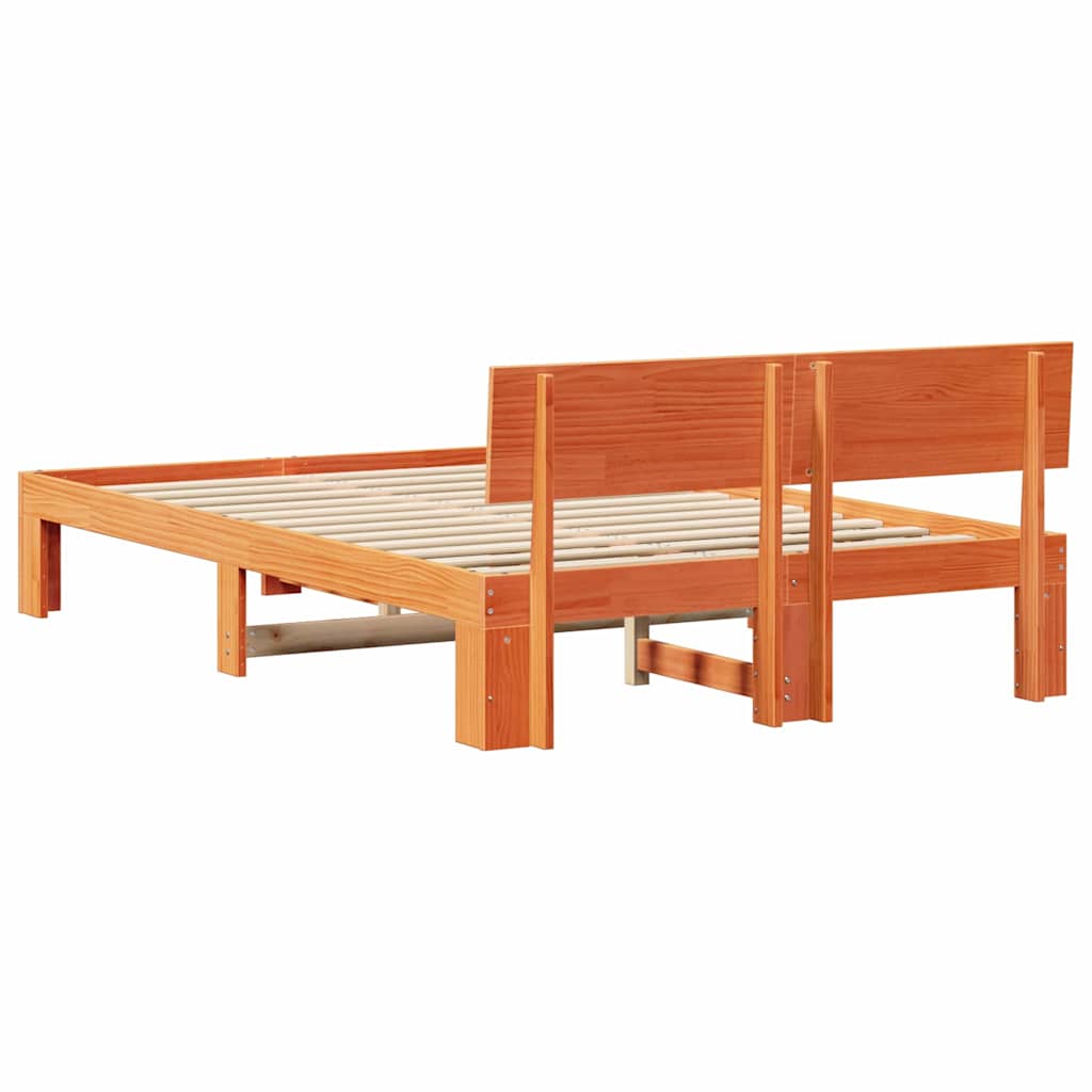 Bettrahmen Wachsbraun 135 x 190 cm Massives Kiefernholz