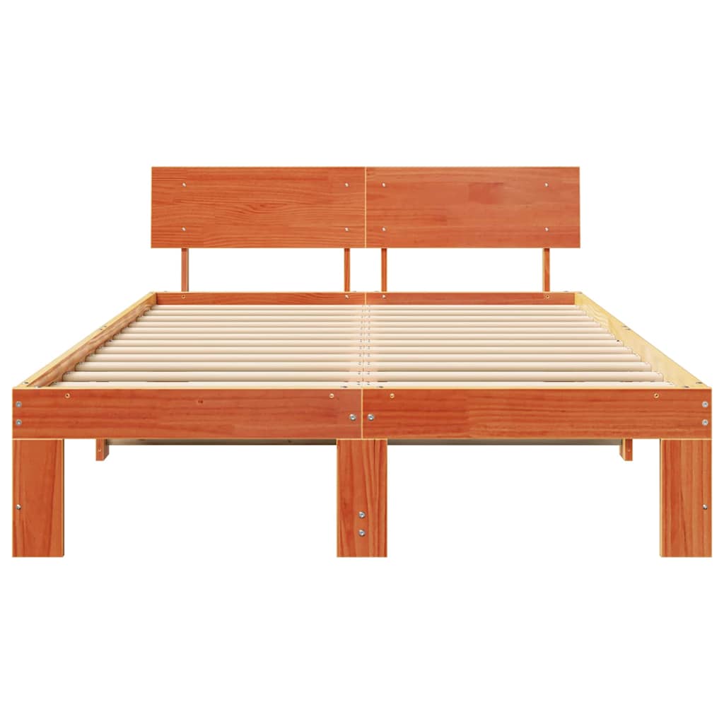 Bettrahmen Wachsbraun 135 x 190 cm Massives Kiefernholz