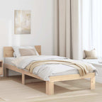 Bettrahmen mit Kopfteil Natur 80 x 200 cm Massives Kiefernholz
