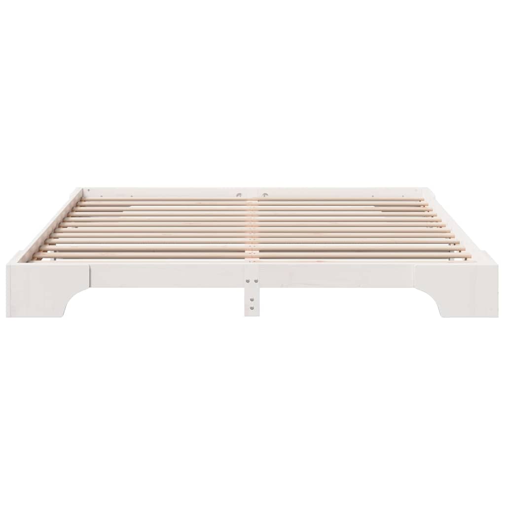 Bettrahmen Weiß 200 x 200 cm Massives Kiefernholz