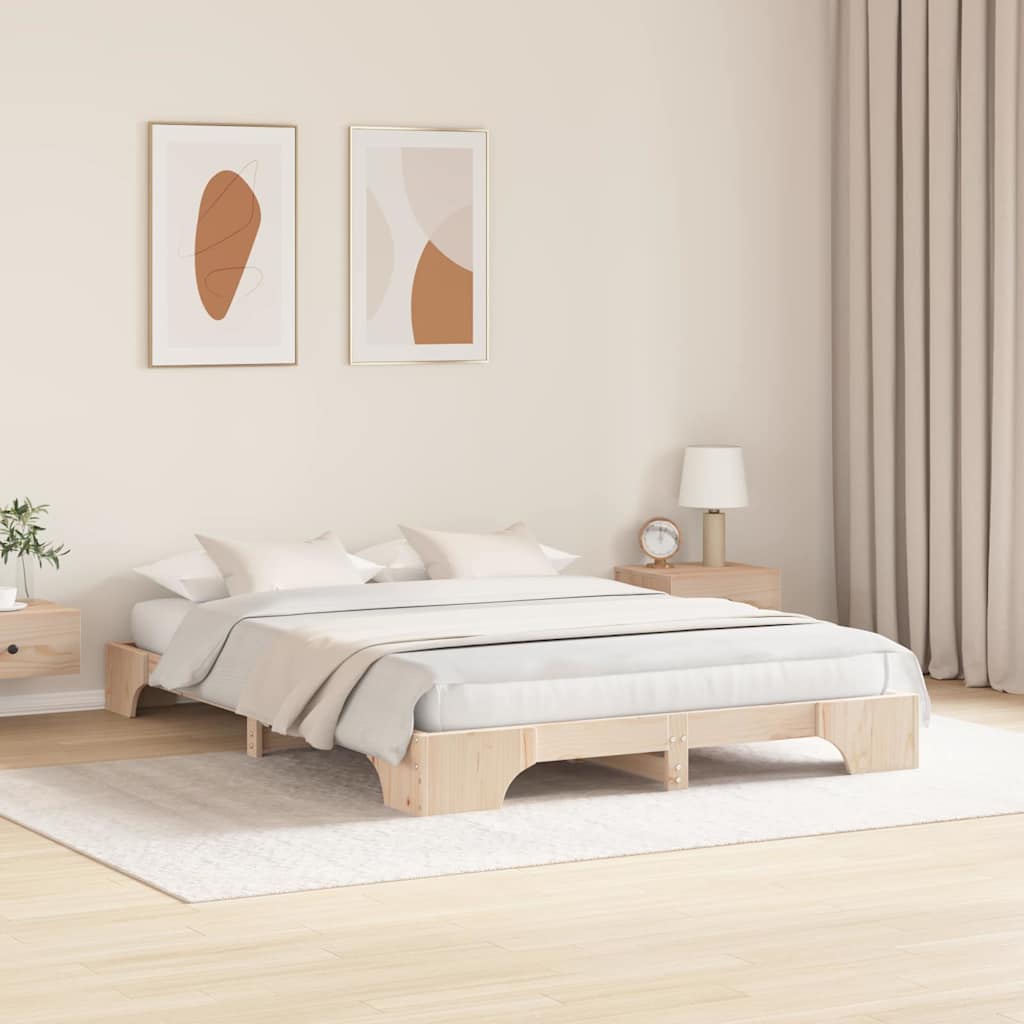 Bettrahmen Natur 150 x 200 cm Massives Kiefernholz