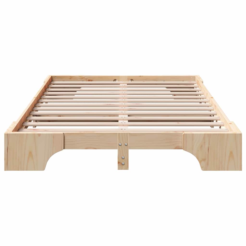 Bettrahmen Natur 140 x 190 cm Massives Kiefernholz