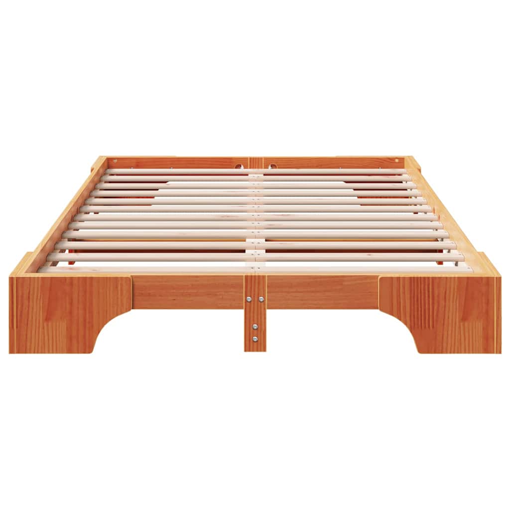 Bettrahmen Wachsbraun 140 x 190 cm Massives Kiefernholz