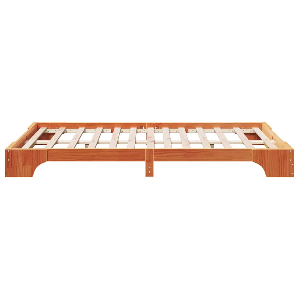 Bettrahmen Wachsbraun 135 x 190 cm Massives Kiefernholz