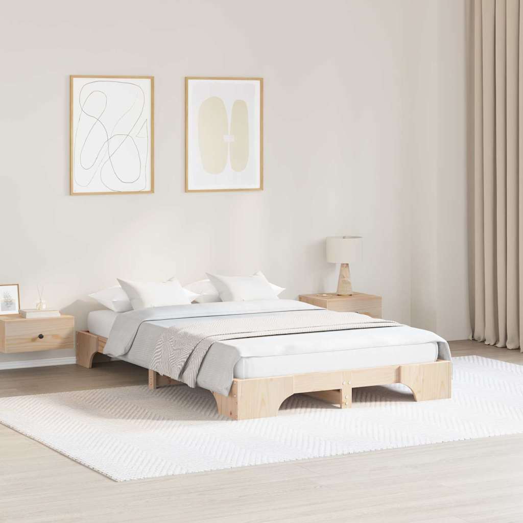 Bettrahmen Natur 120 x 190 cm Massives Kiefernholz