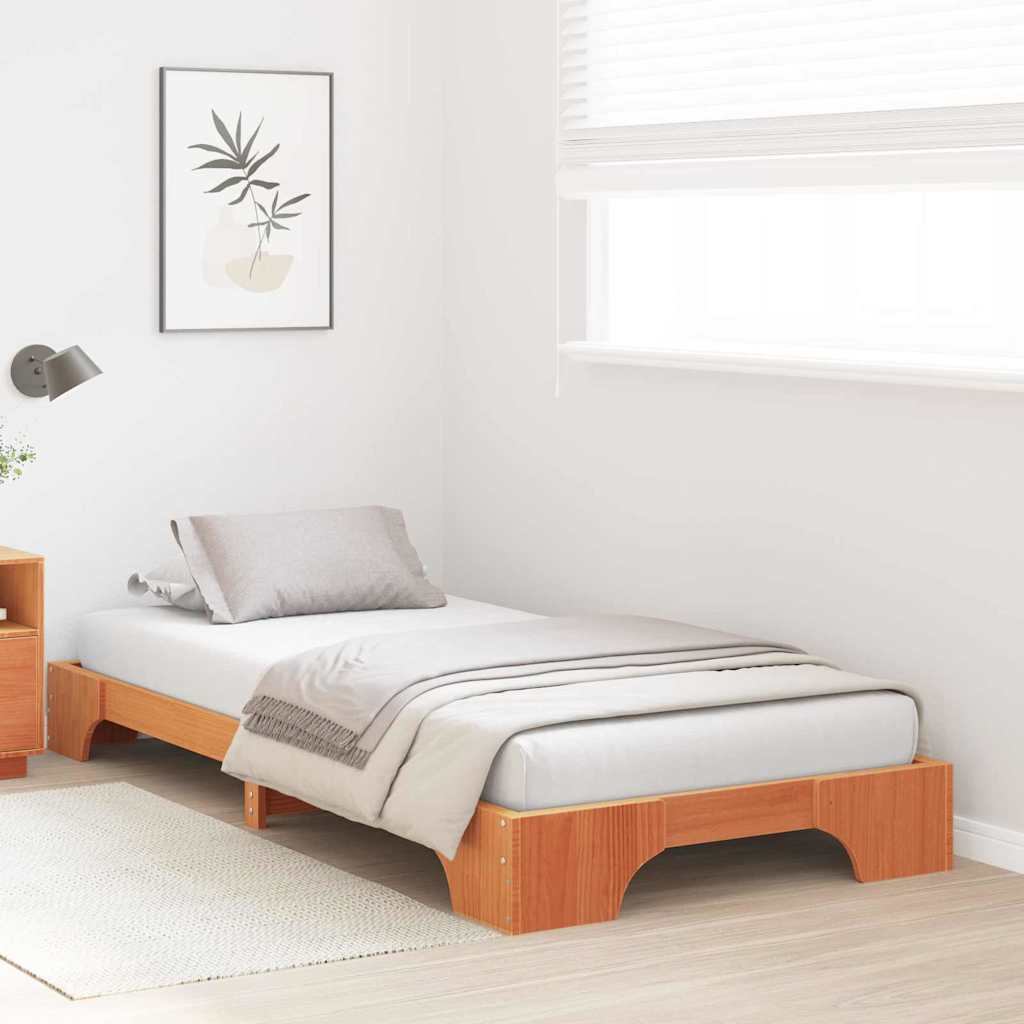 Bettrahmen Wachsbraun 75 x 190 cm Massives Kiefernholz