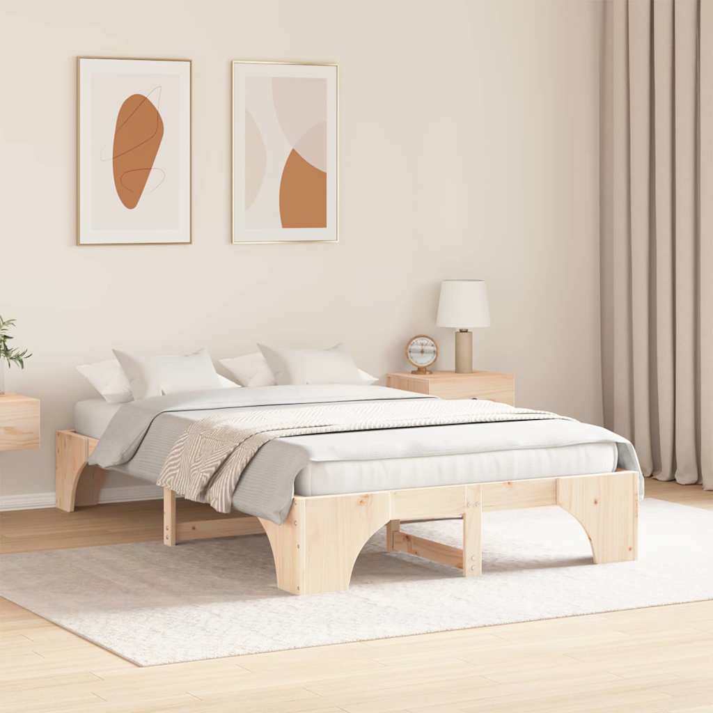 Bettrahmen Natur 140 x 190 cm Massives Kiefernholz