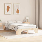Bettrahmen Natur 135 x 190 cm Massives Kiefernholz