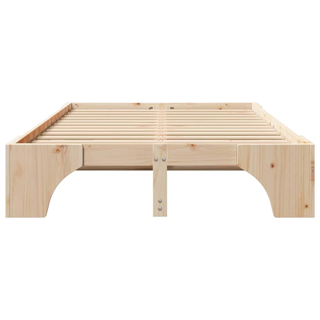Bettrahmen Natur 135 x 190 cm Massives Kiefernholz