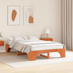 Bettrahmen Wachsbraun 135 x 190 cm Massives Kiefernholz