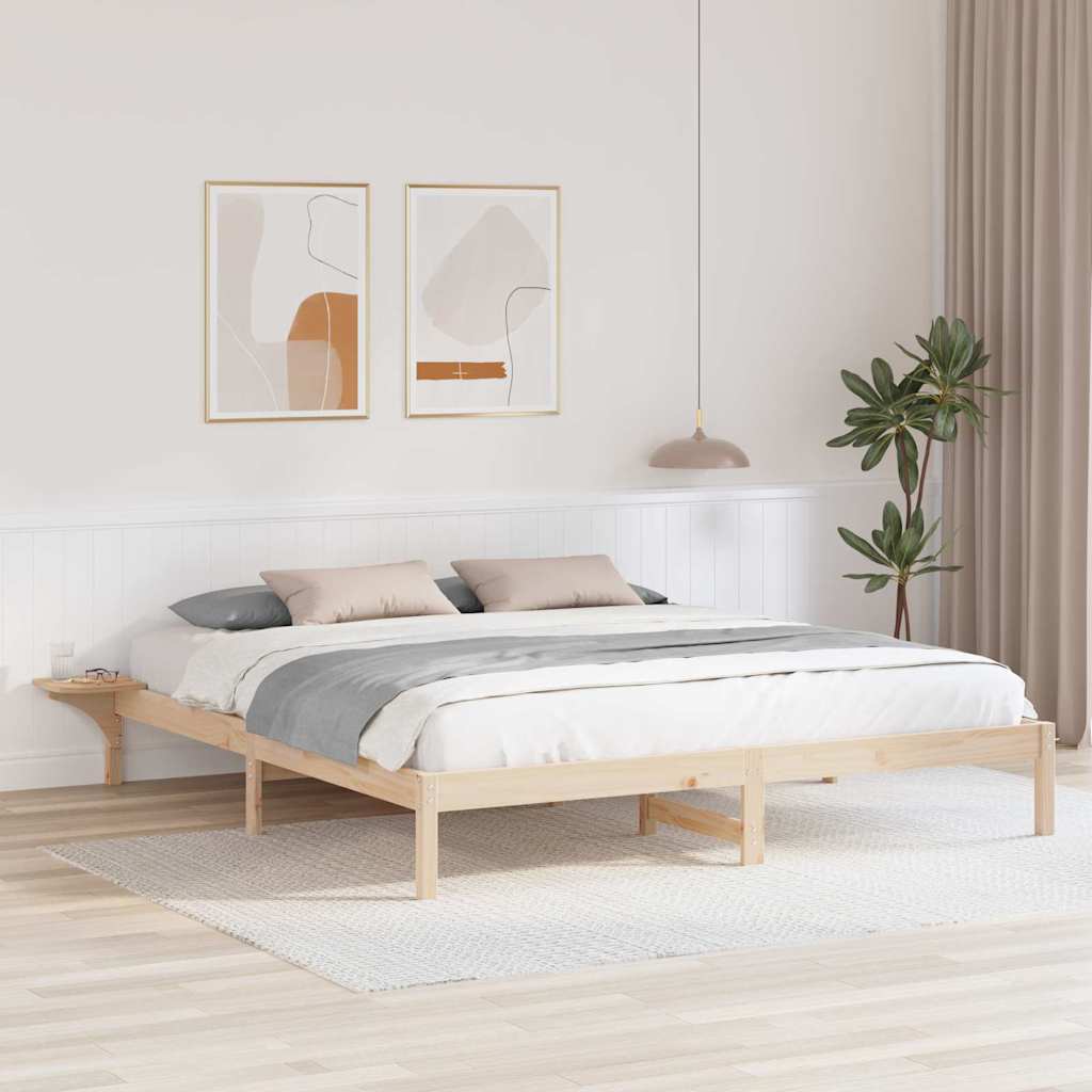 Bettrahmen Natur 200 x 200 cm Massives Kiefernholz