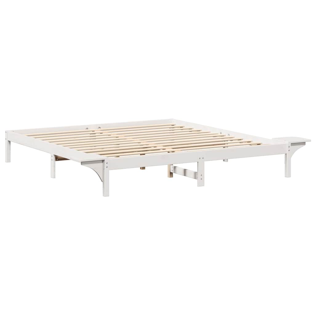 Bettrahmen Weiß 200 x 200 cm Massives Kiefernholz