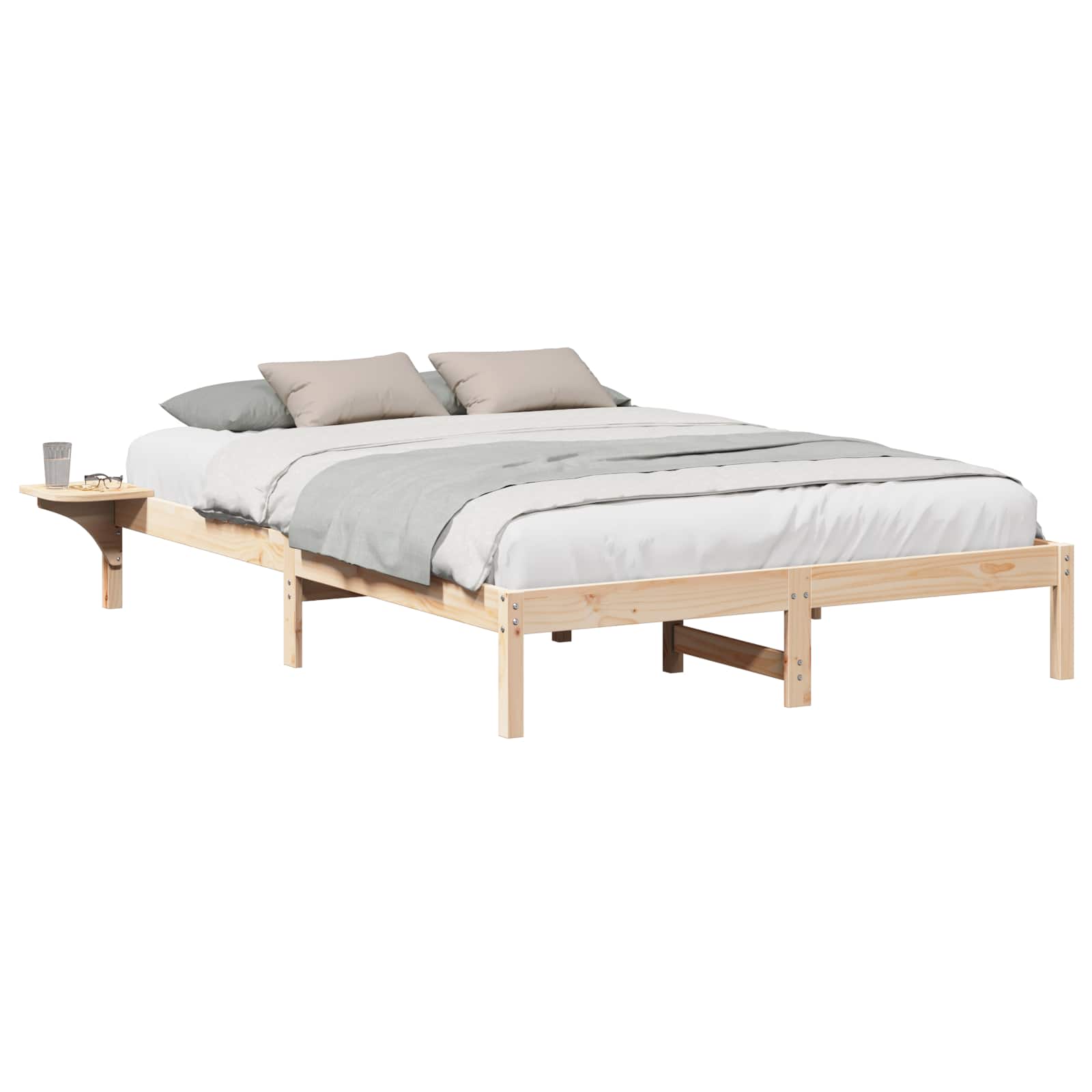 Bettrahmen Natur 160 x 200 cm Massives Kiefernholz