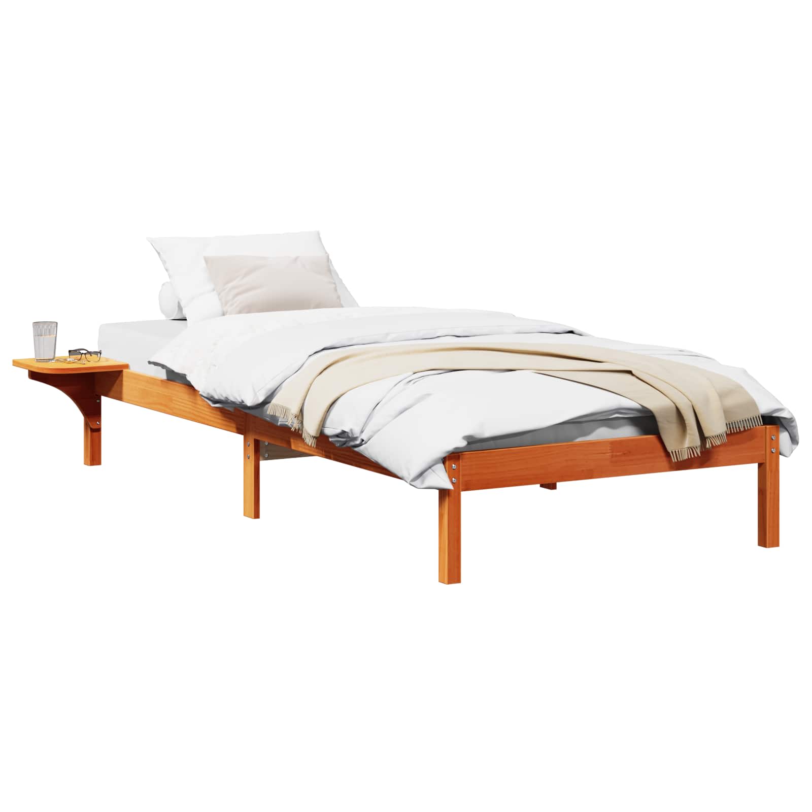 Bettrahmen Wachsbraun 75 x 190 cm Massives Kiefernholz