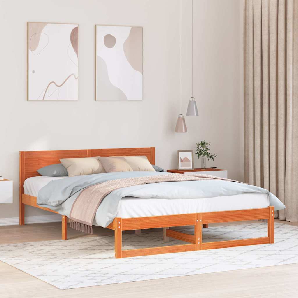 Bettrahmen Wachsbraun 150 x 200 cm Massives Kiefernholz