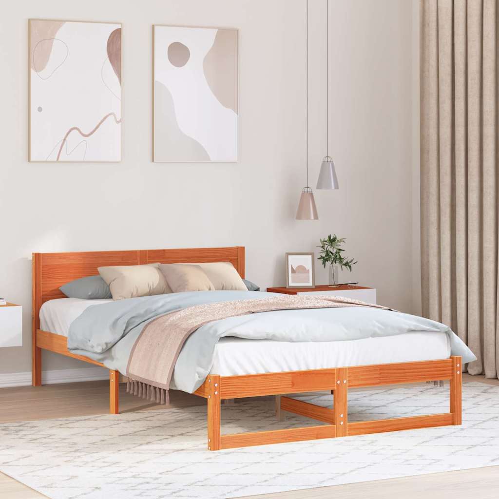 Bettrahmen Wachsbraun 120 x 200 cm Massives Kiefernholz
