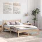 Bettrahmen mit Kopfteil Natur 140 x 190 cm Massives Kiefernholz