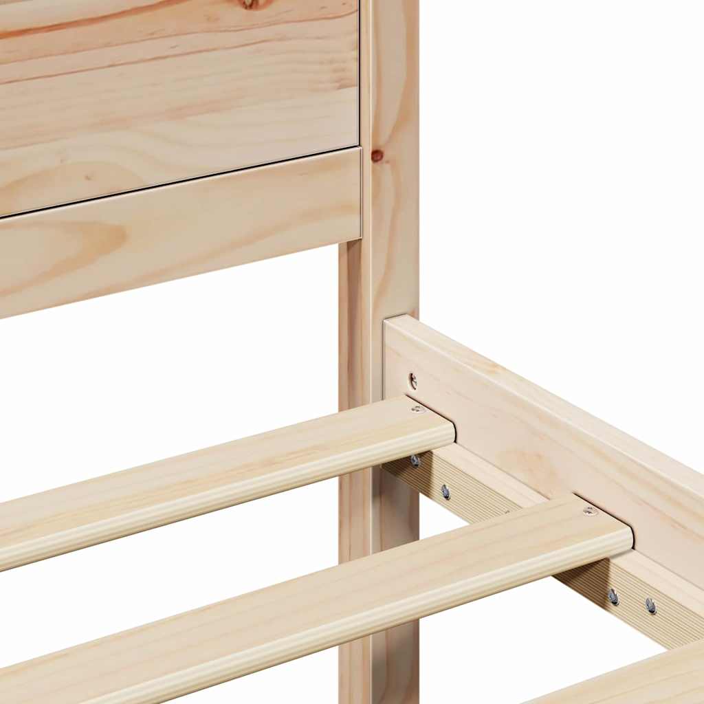 Bettrahmen mit Kopfteil Natur 135 x 190 cm Massives Kiefernholz