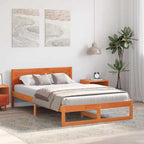 Bettrahmen Wachsbraun 135 x 190 cm Massives Kiefernholz