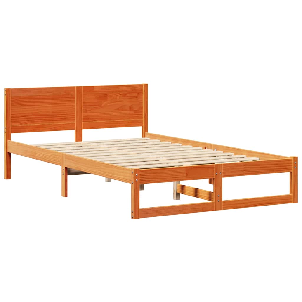 Bettrahmen Wachsbraun 135 x 190 cm Massives Kiefernholz