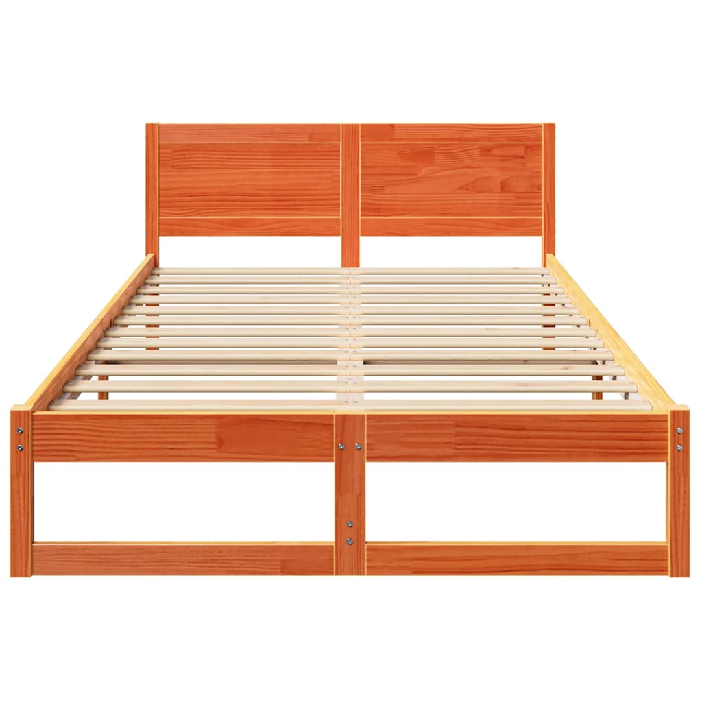 Bettrahmen Wachsbraun 135 x 190 cm Massives Kiefernholz