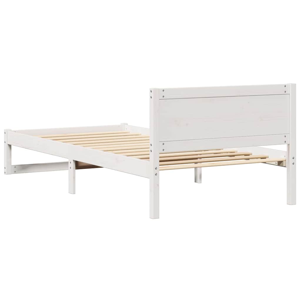 Bettrahmen mit Kopfteil Weiß 100 x 200 cm Massives Kiefernholz