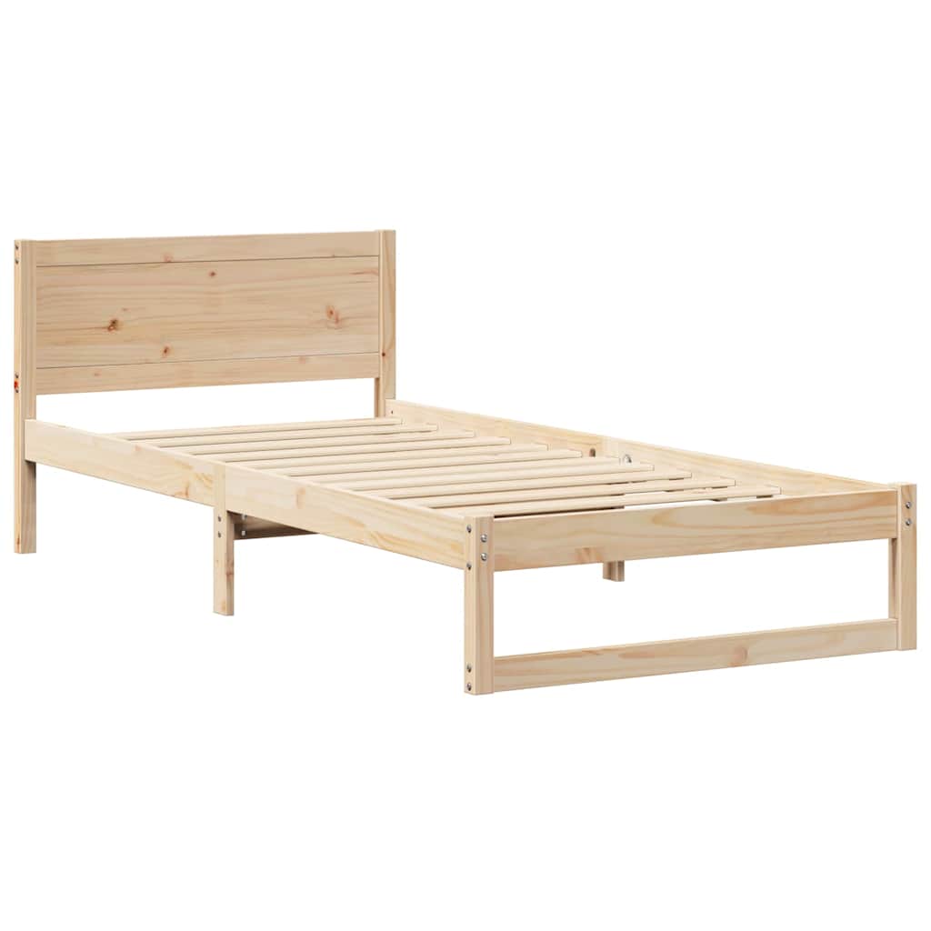 Bettrahmen mit Kopfteil Natur 80 x 200 cm Massives Kiefernholz
