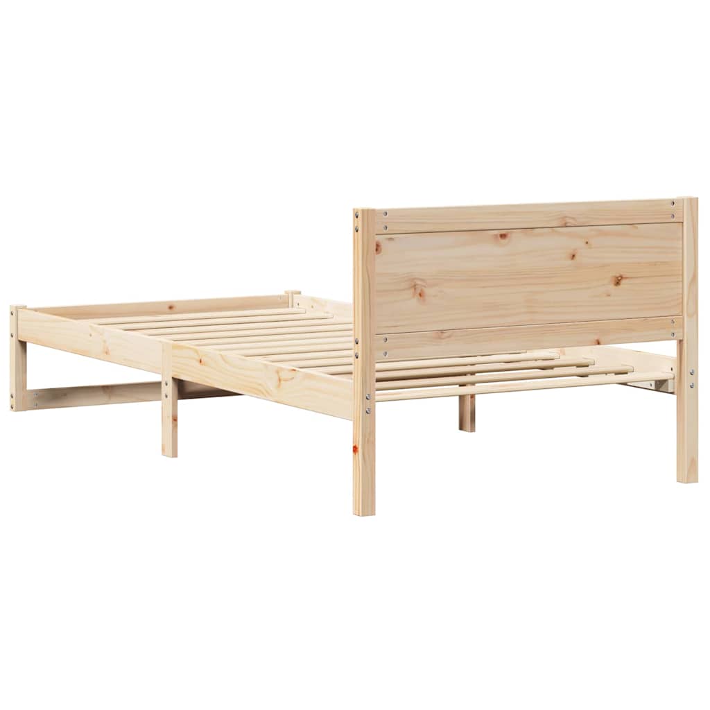 Bettrahmen mit Kopfteil Natur 80 x 200 cm Massives Kiefernholz