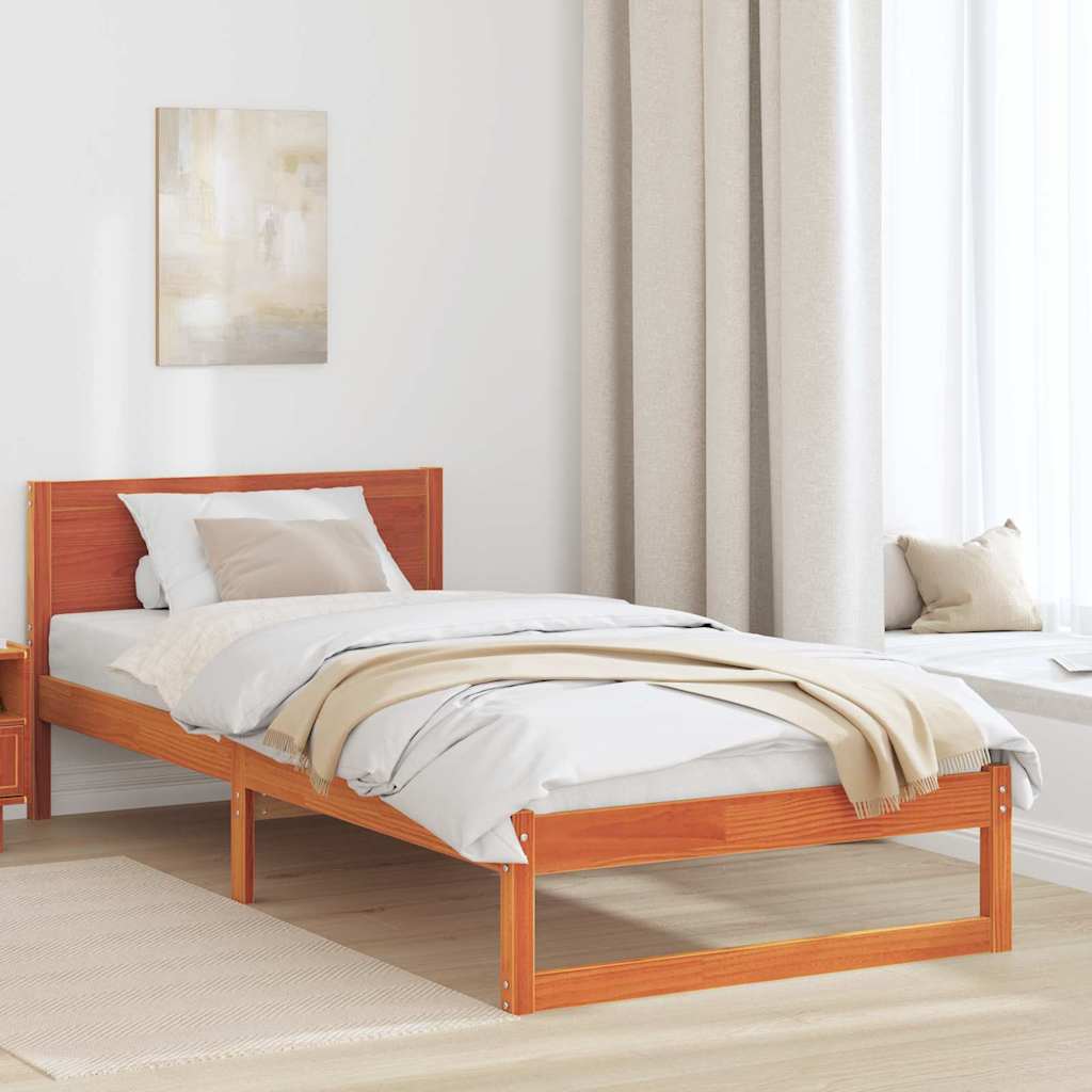 Bettrahmen Wachsbraun 90 x 190 cm Massives Kiefernholz