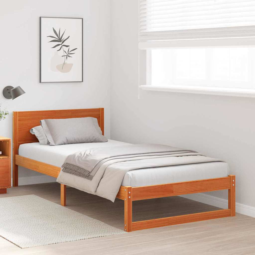 Bettrahmen Wachsbraun 75 x 190 cm Massives Kiefernholz