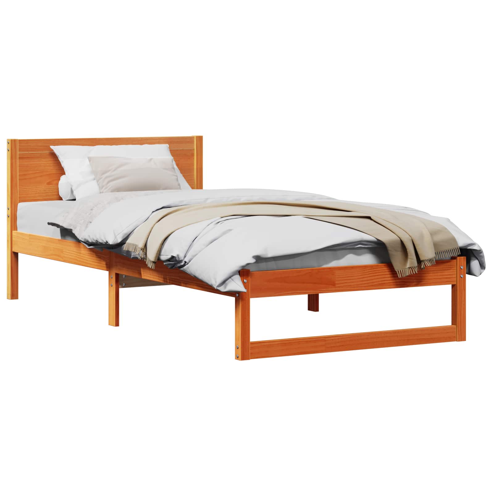 Bettrahmen Wachsbraun 75 x 190 cm Massives Kiefernholz