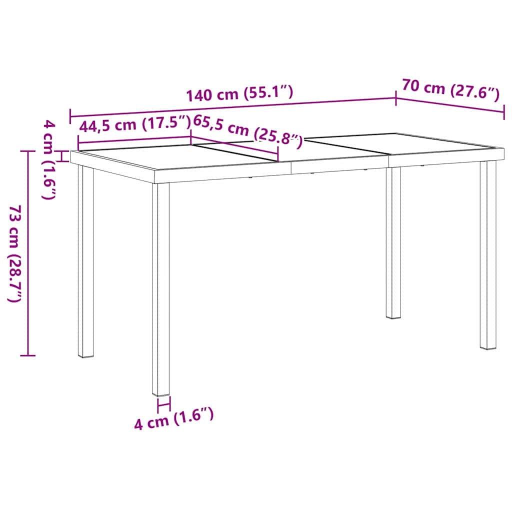 Garten Essgruppe 5 pcs Schwarz 140 x 70 x 73 cm