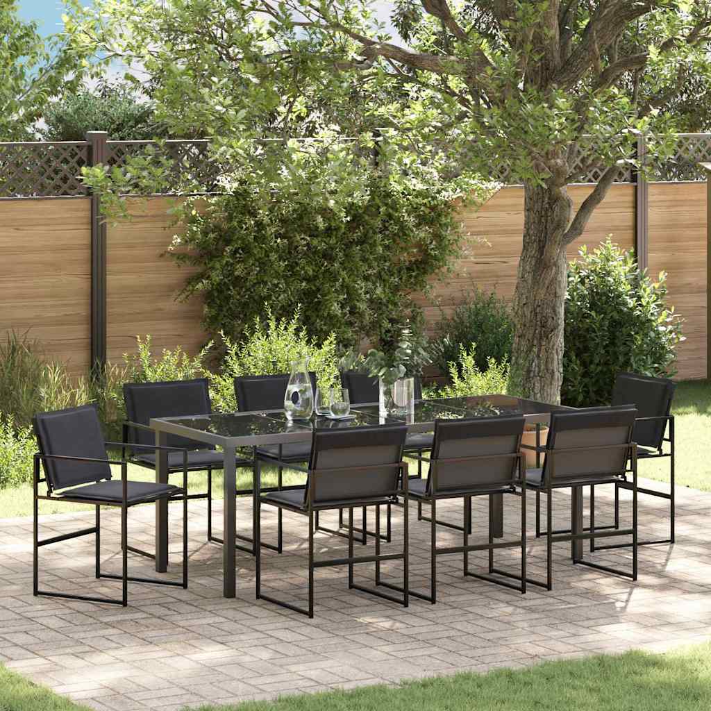 Garten Essgruppe 9 pcs Schwarz 200 x 80 x 73 cm
